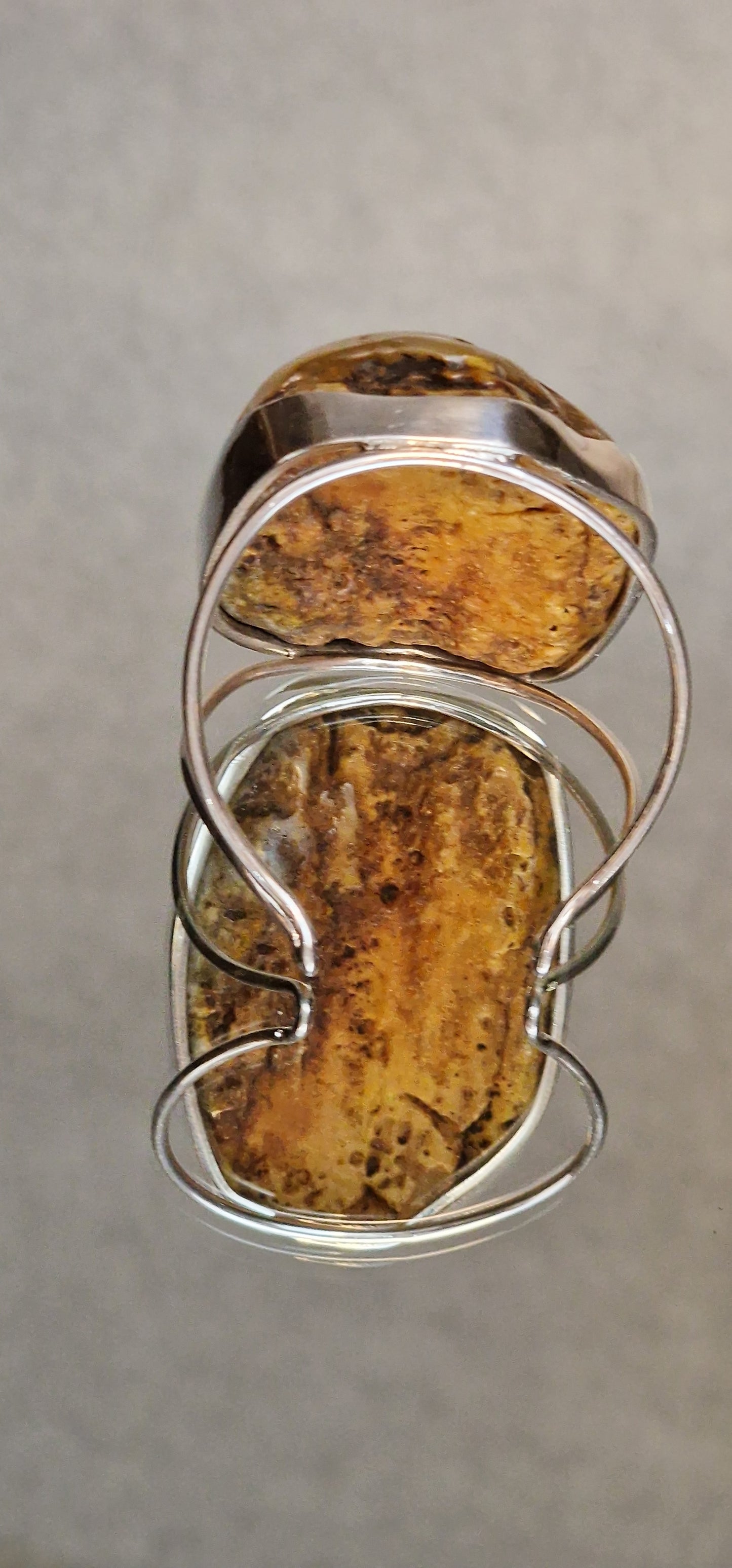 Giant Unique Amber Silver Bracelet