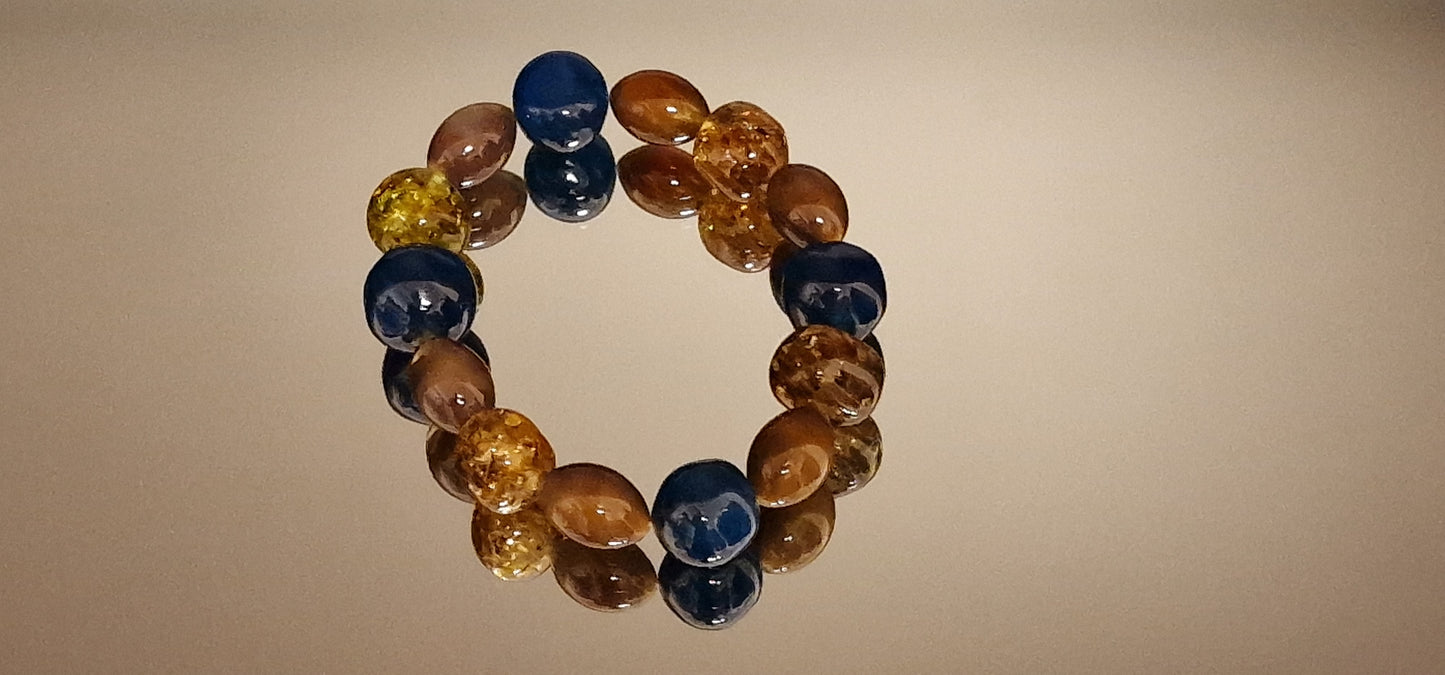 Blue Colored Amber Bracelet