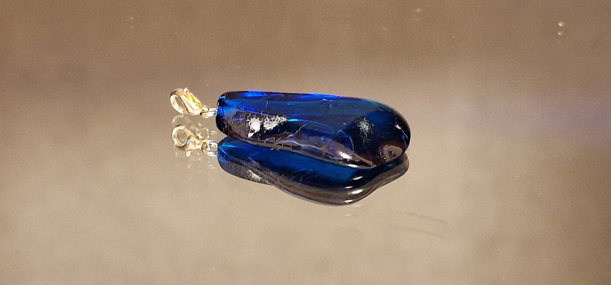 Bleu Colored Amber Pendant