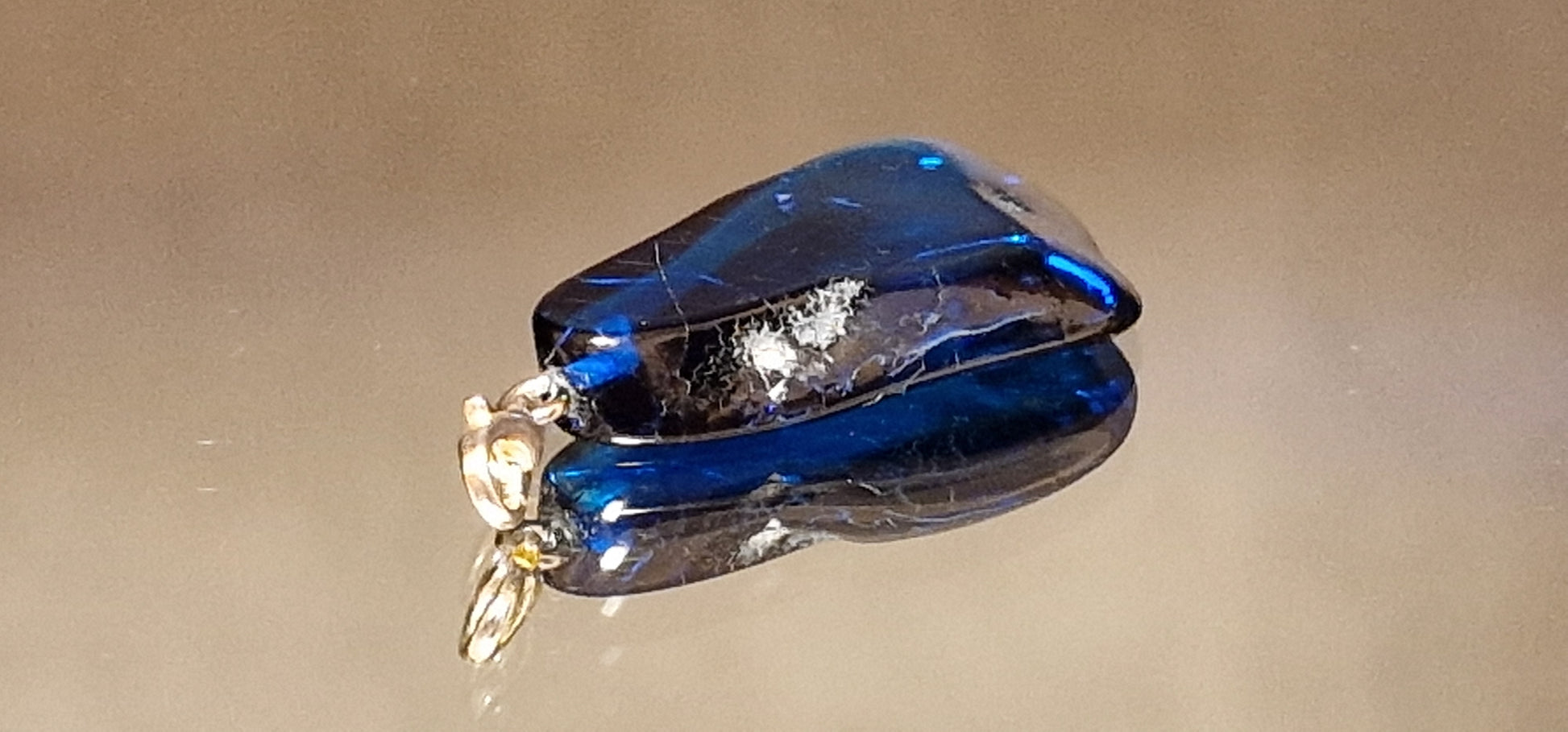 Bleu Colored Amber Pendant