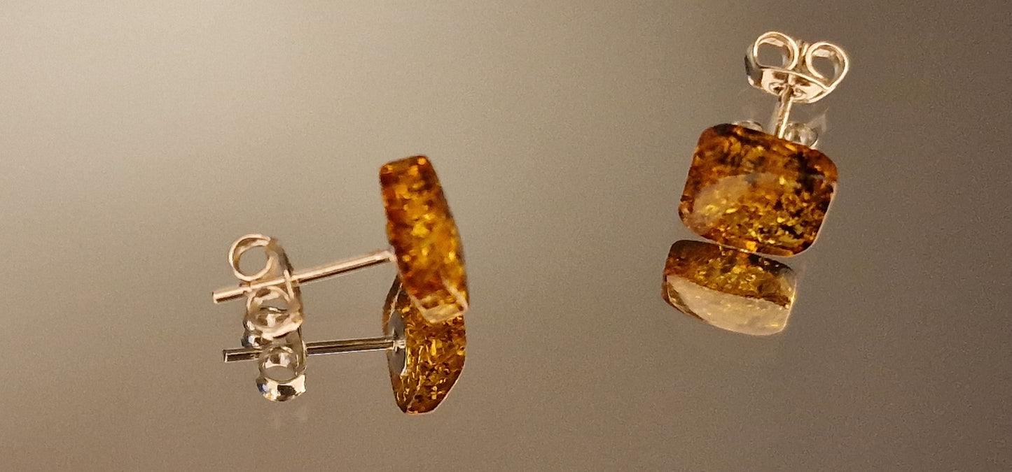 Honey Square Amber Earrings