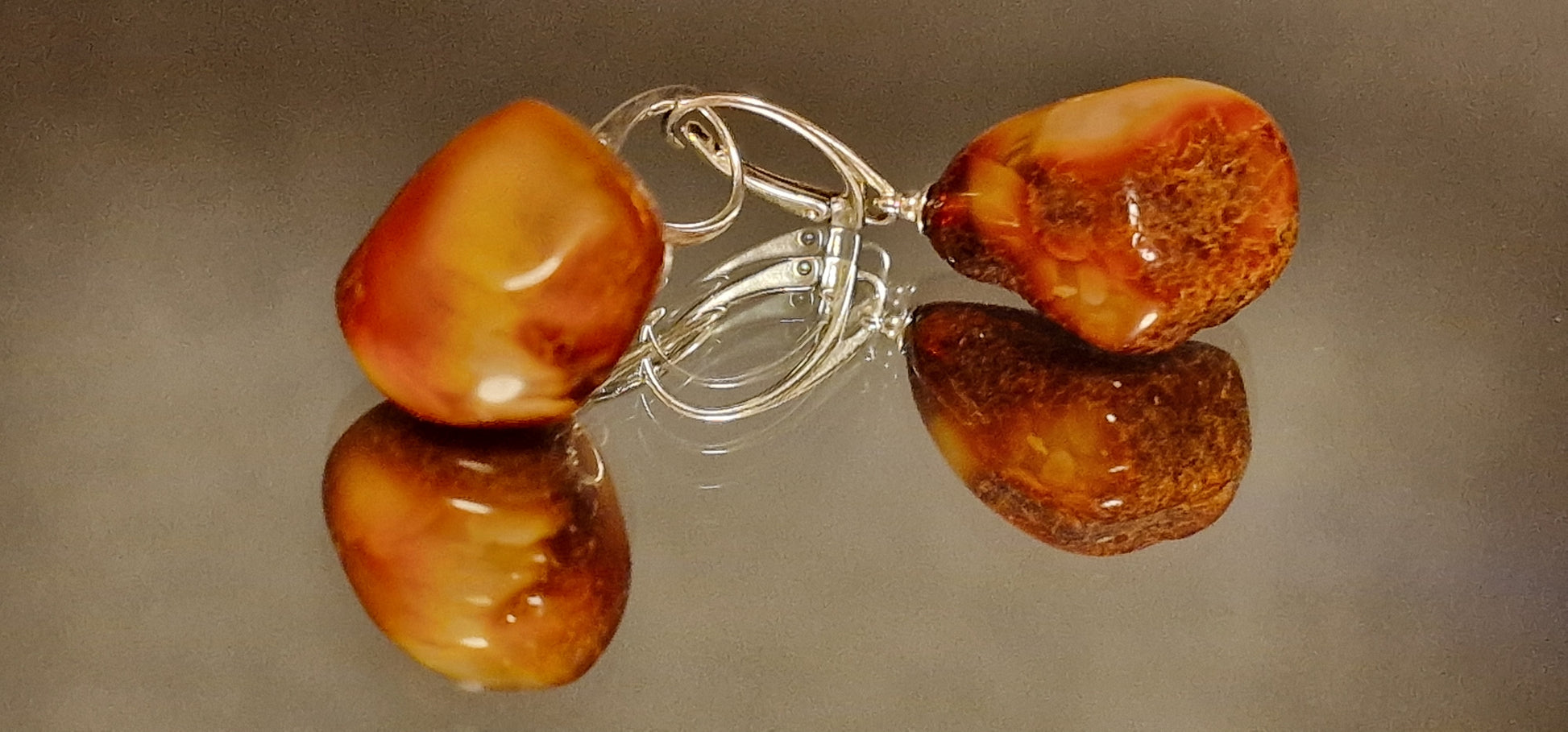 Honey Brown Barrels  Amber Earrings