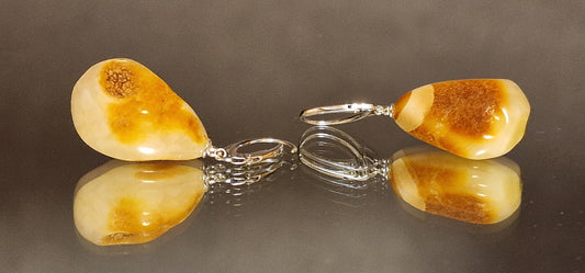 Milky Yellow Bell-Shaped Amber Earrings