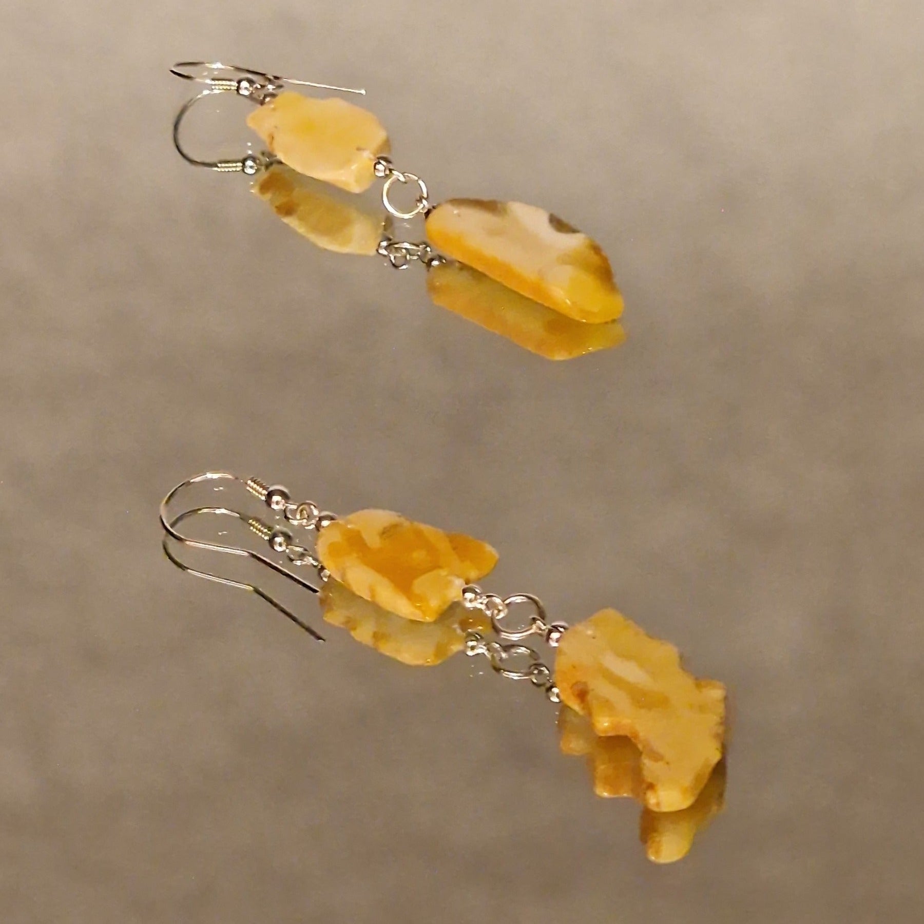 Long Milky, Chalk Geometric Amber Earings