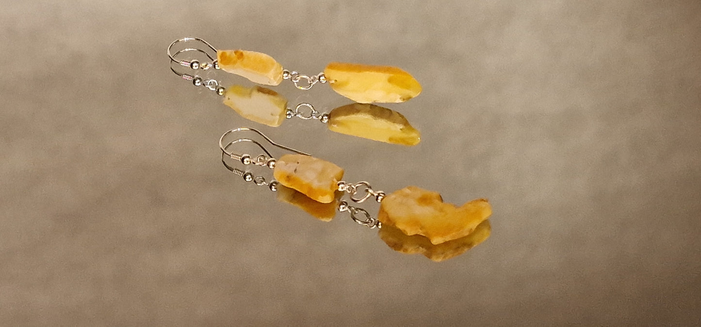 Long Milky, Chalk Geometric Amber Earings