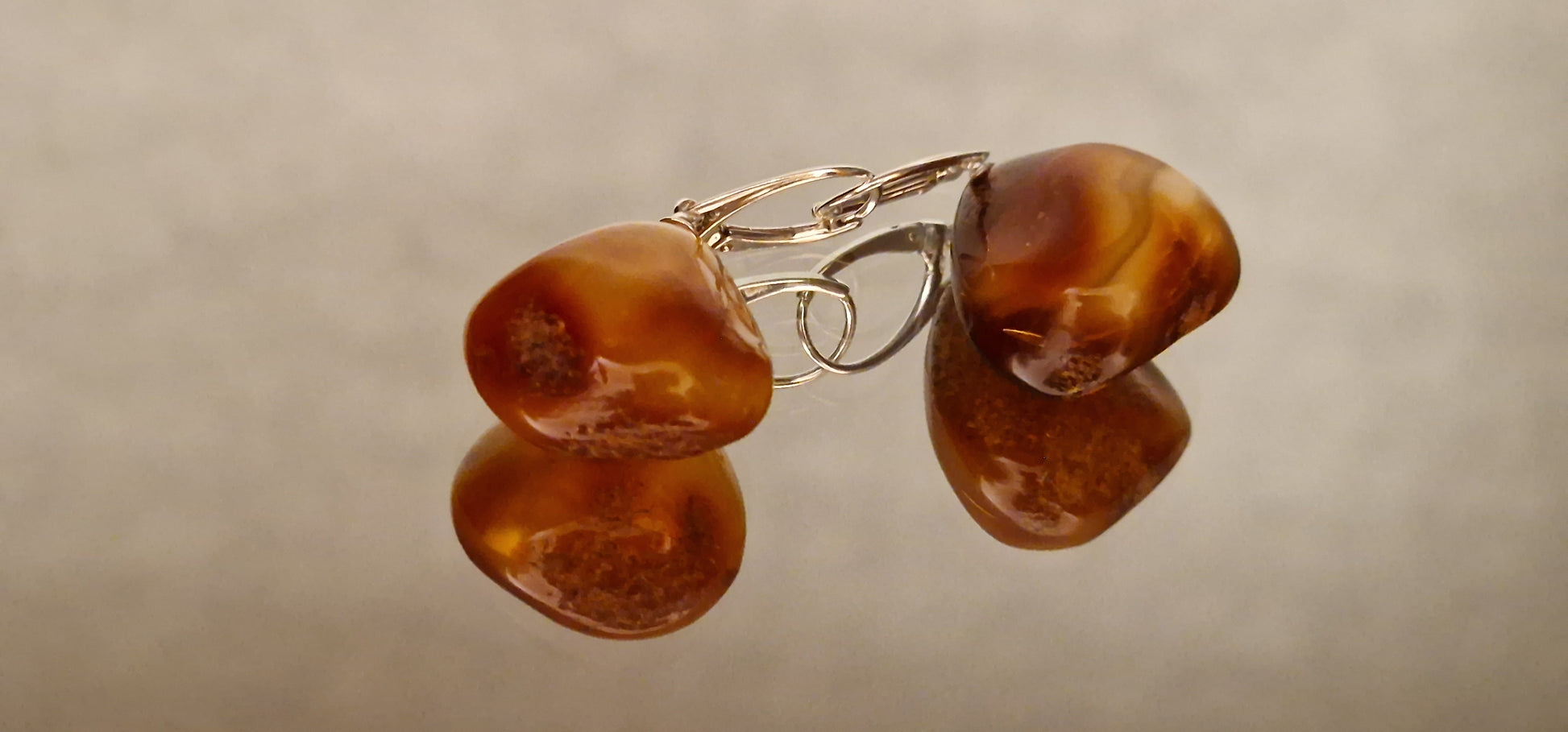 Brown Yellow Bell Amber Earrings