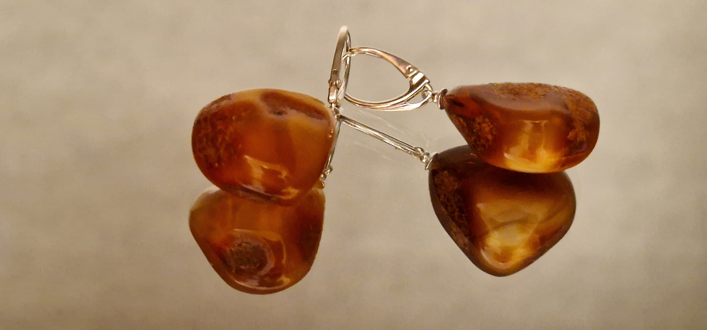 Brown Yellow Bell Amber Earrings