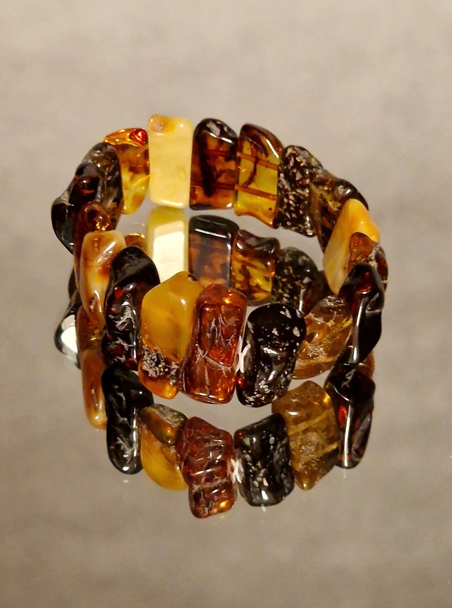 Multicolored Raw shape of Stones Amber Bracelet