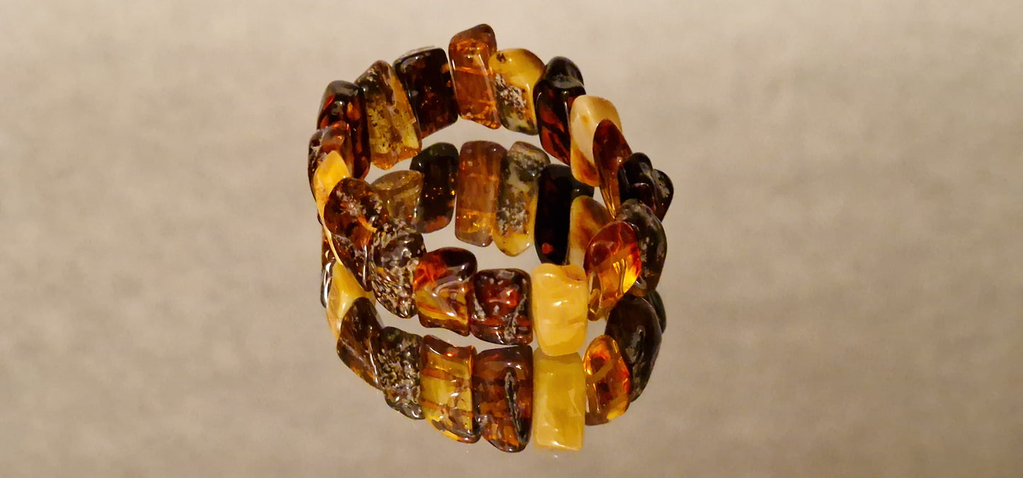 Multicolored Raw shape of Stones Amber Bracelet