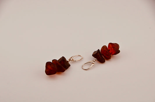 Cherry Amber Nugget Earrings