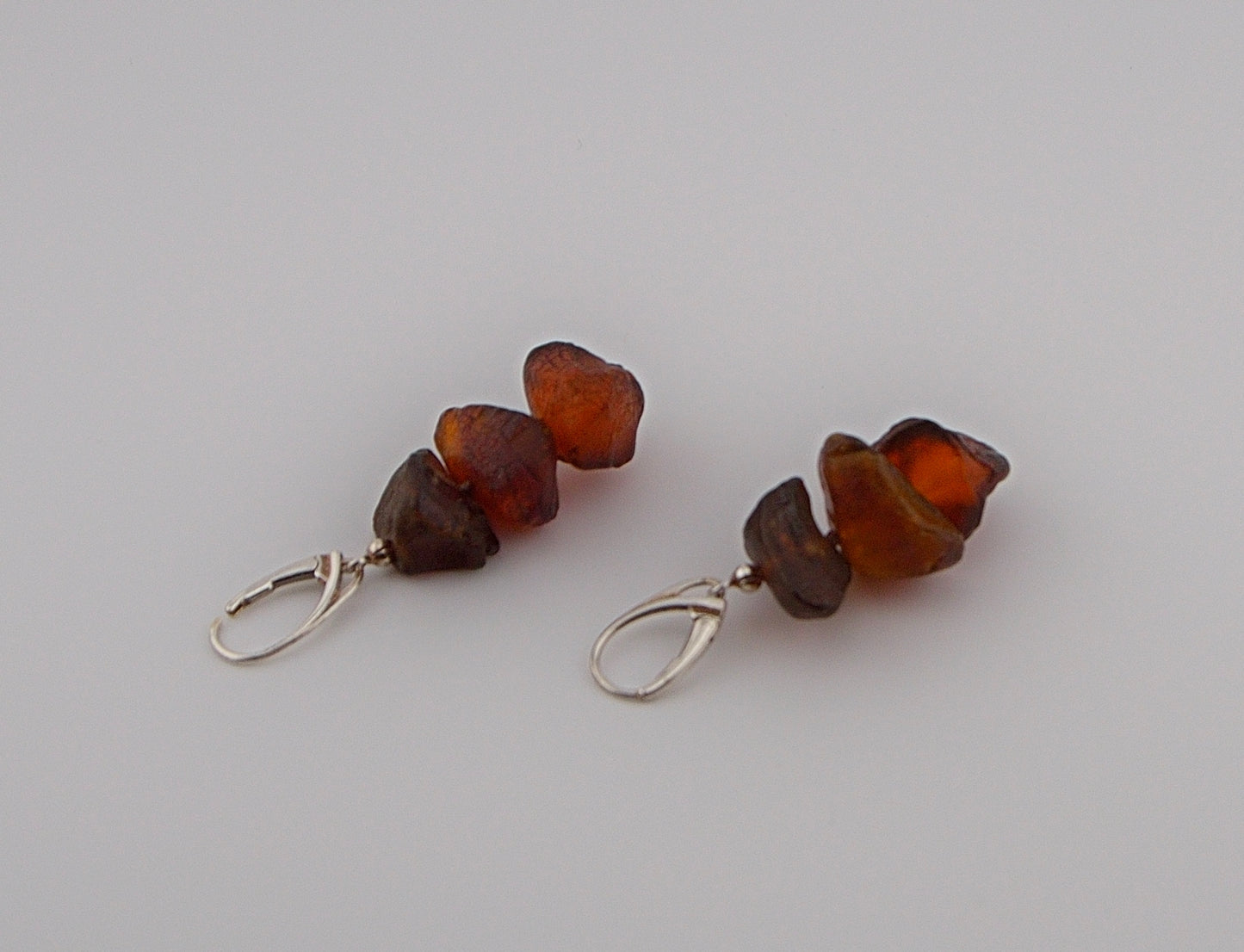 Cherry Amber Nugget Earrings