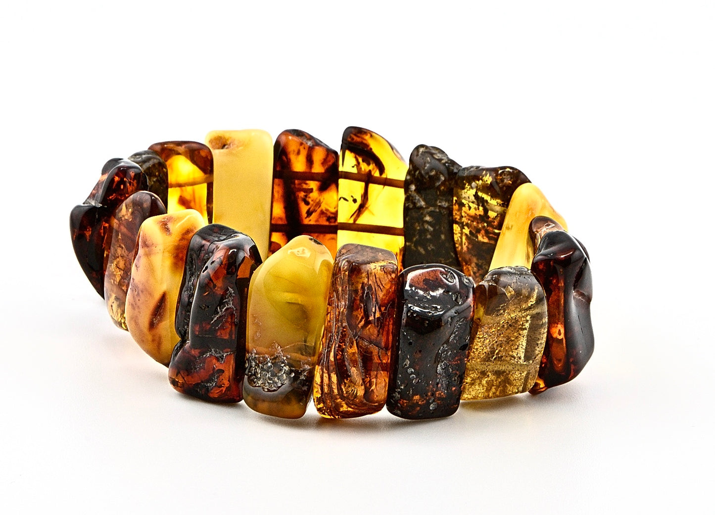 Multicolored Raw shape of Stones Amber Bracelet