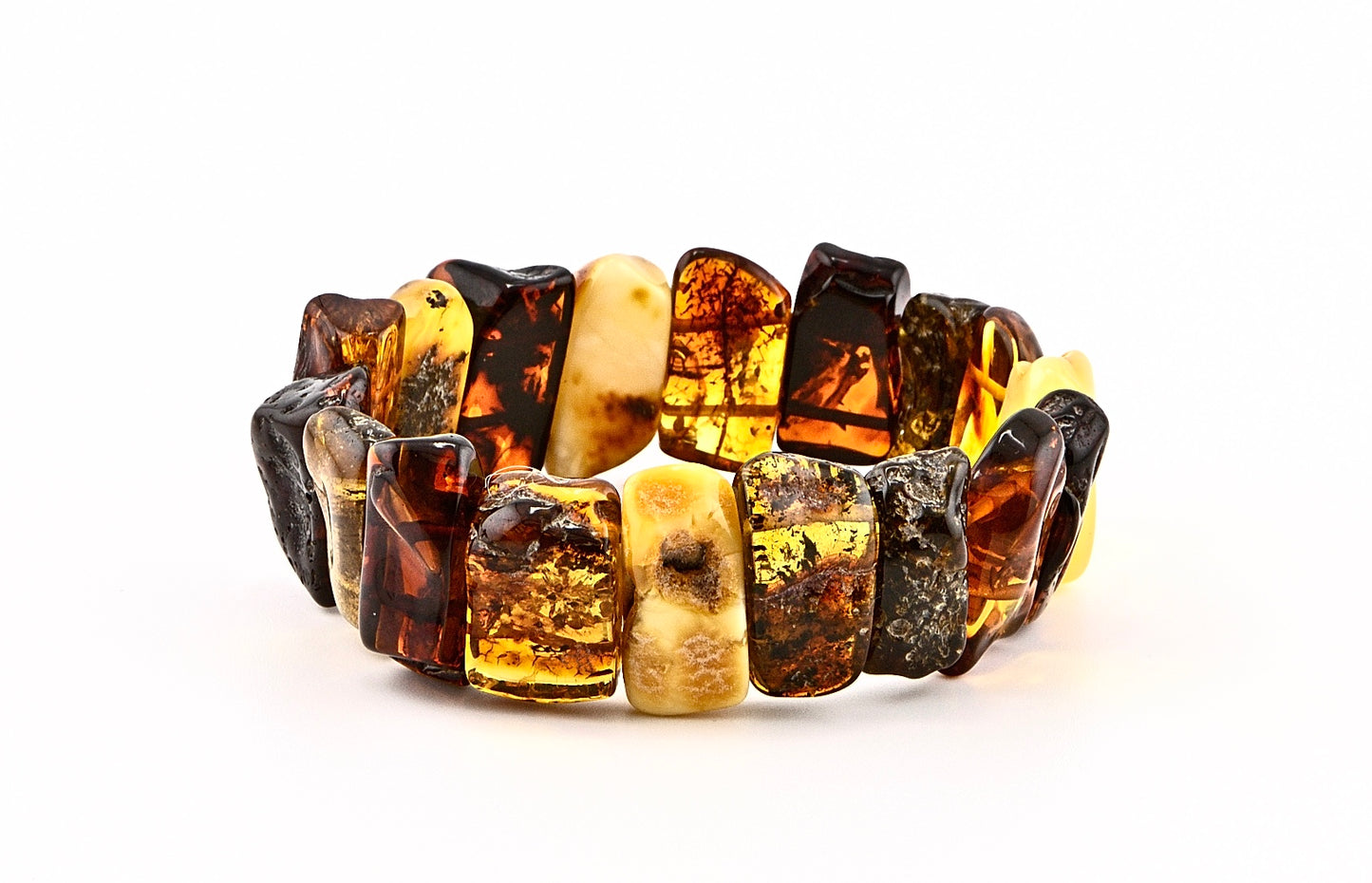 Multicolored Raw shape of Stones Amber Bracelet