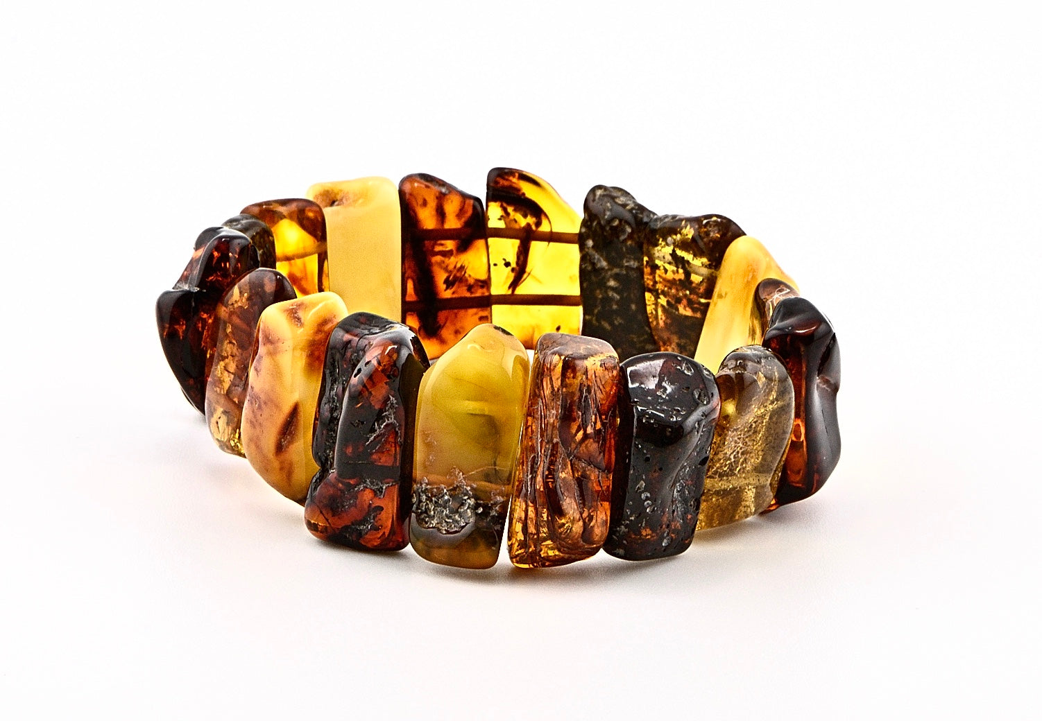 Multicolored Raw shape of Stones Amber Bracelet