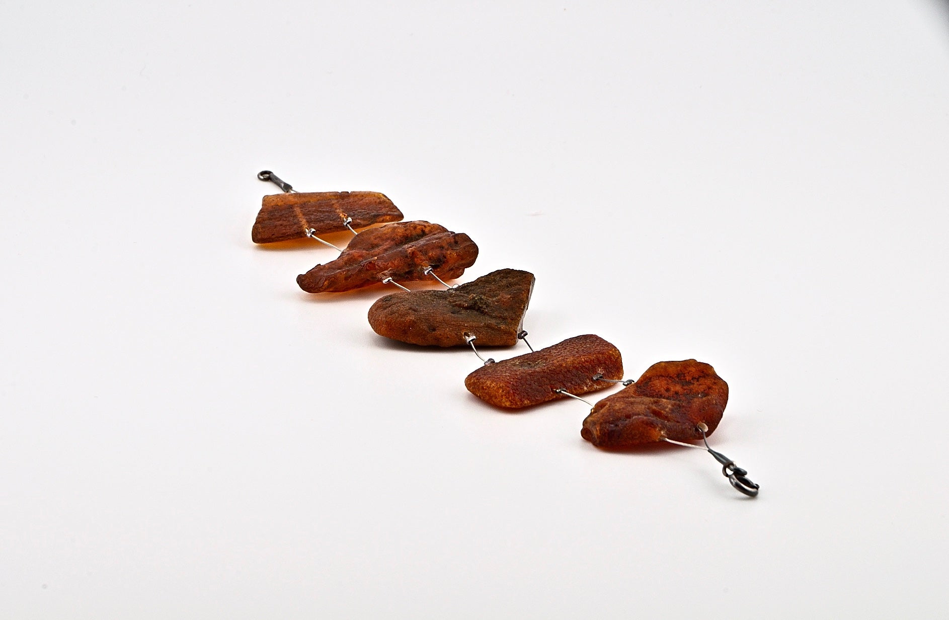 Artistic Design Raw Baltic Amber Nugget Bracelet with Sterling Silver setting